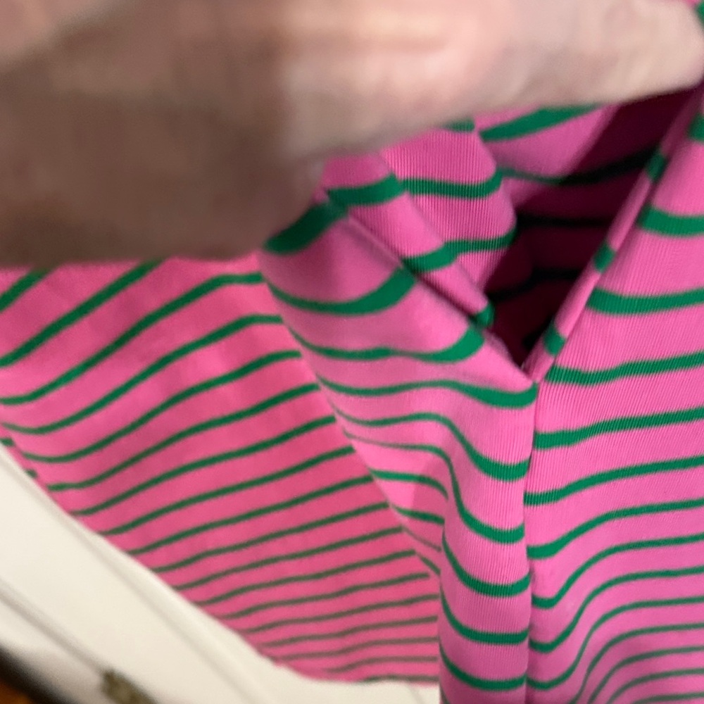 Stylish Pink and Green Striped Polo Dress - Picture 4 of 6